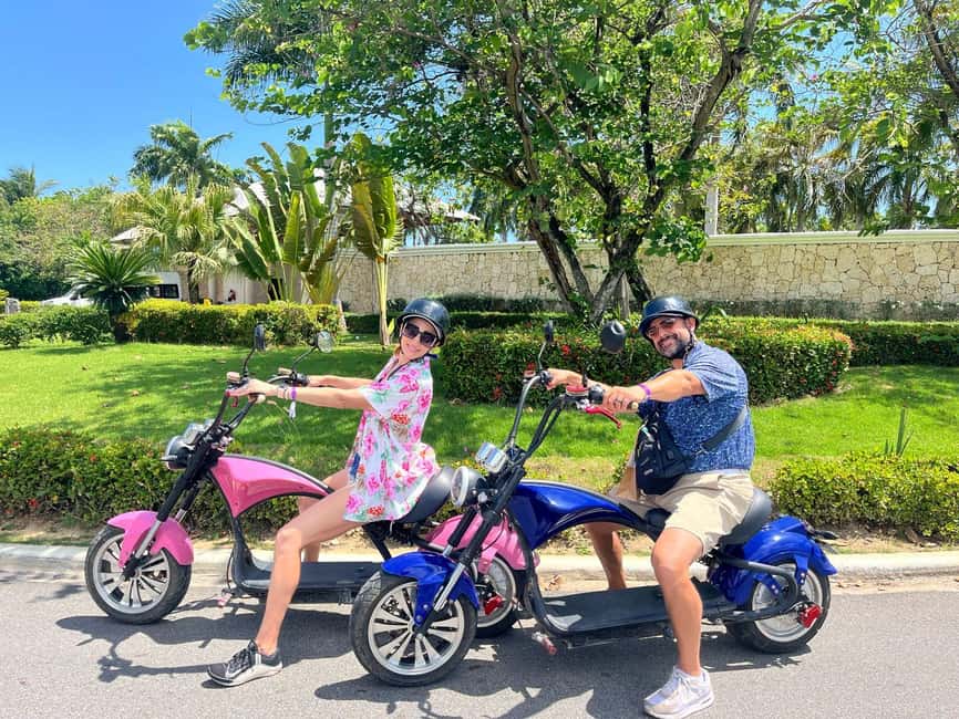Bavaro Punta Cana: City Tour with Harley models E-Scooters - The Smart Mix: Electric Ride + Local Stops (Not Just Driving Past Things)