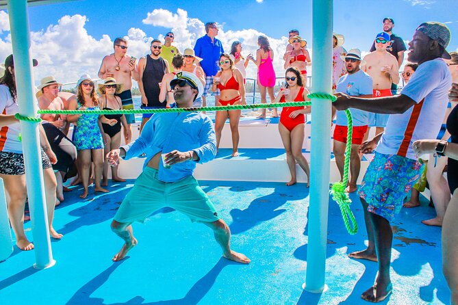 Private Luxury Party Boat with Slide - Inside the boat: slide, dance space, bathroom, and bar areas
