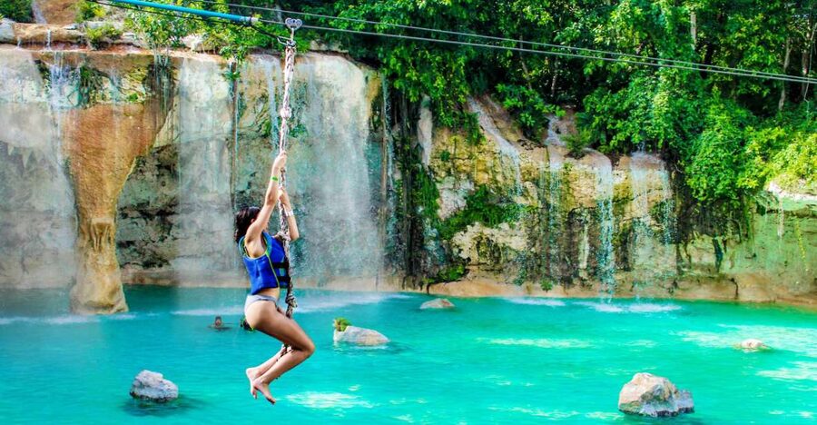 Punta Cana: Blue Hole and Scape Park Cap Cana Entry Ticket - Saltos Azules: Mabo rope, Macuya swing, monkey bar, and water hammocks