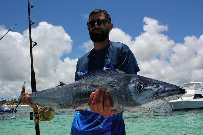 Punta Cana Offshore Deep Sea Fishing Charter - On-Board Comfort: Leather Couches, Bar, Shower, and TV