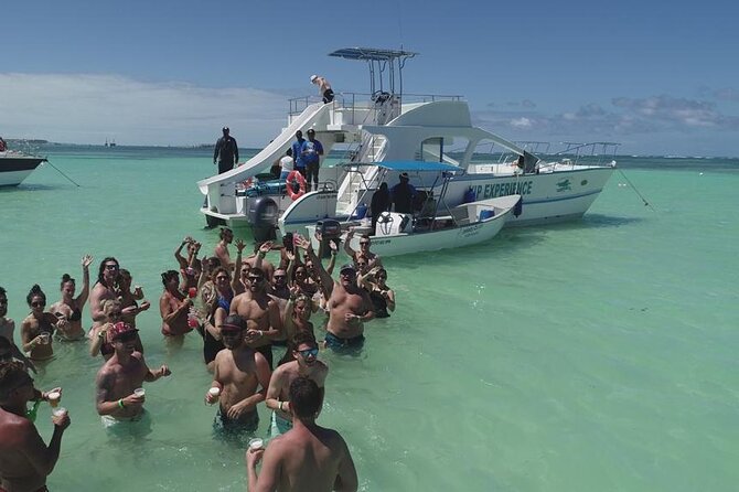 Sabina del Mar Party Boat VIP - The natural ocean pool: waist-high water and a floating bar moment